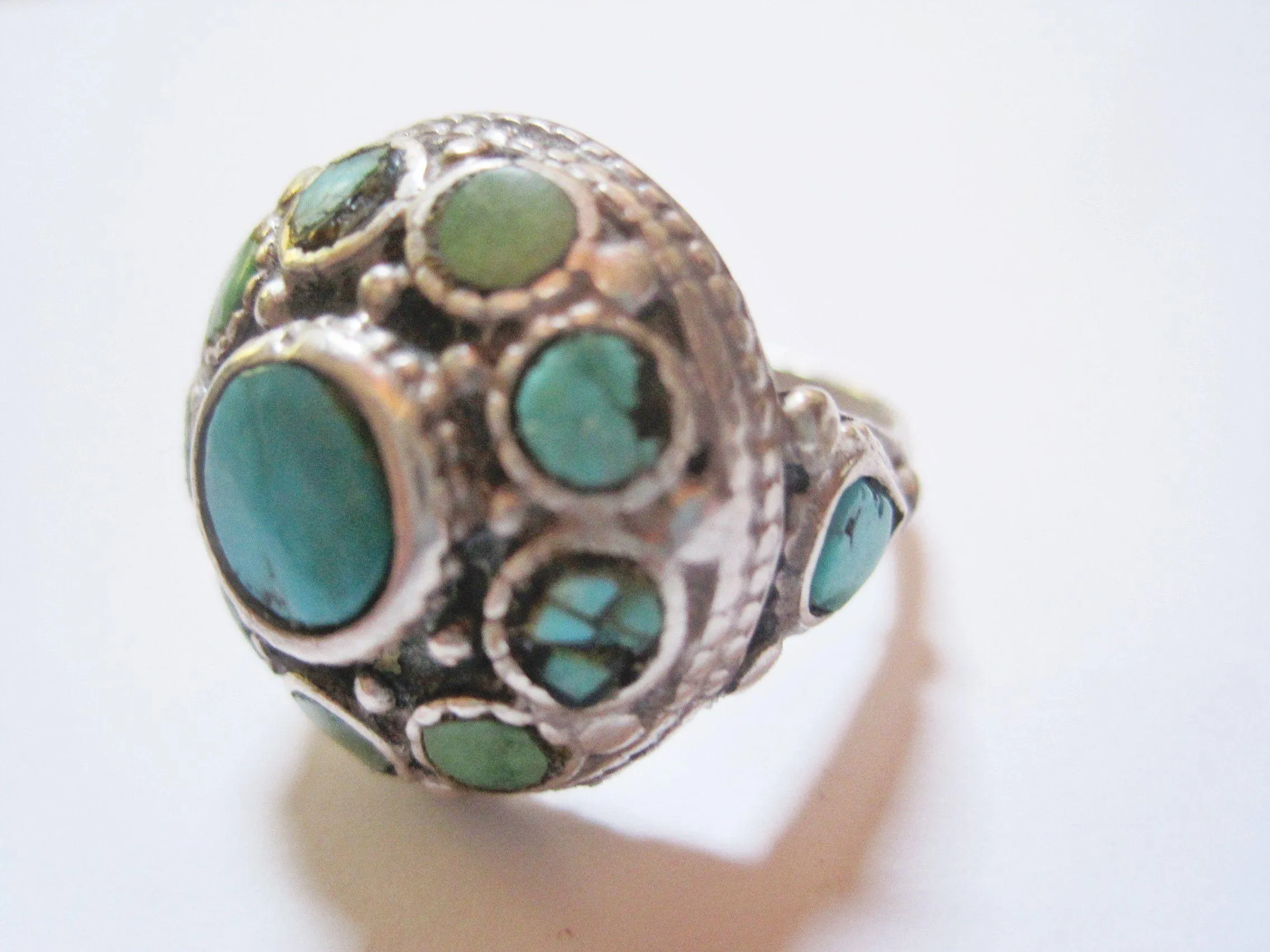 Vintage Ladakh Silver and Turquoise Ring