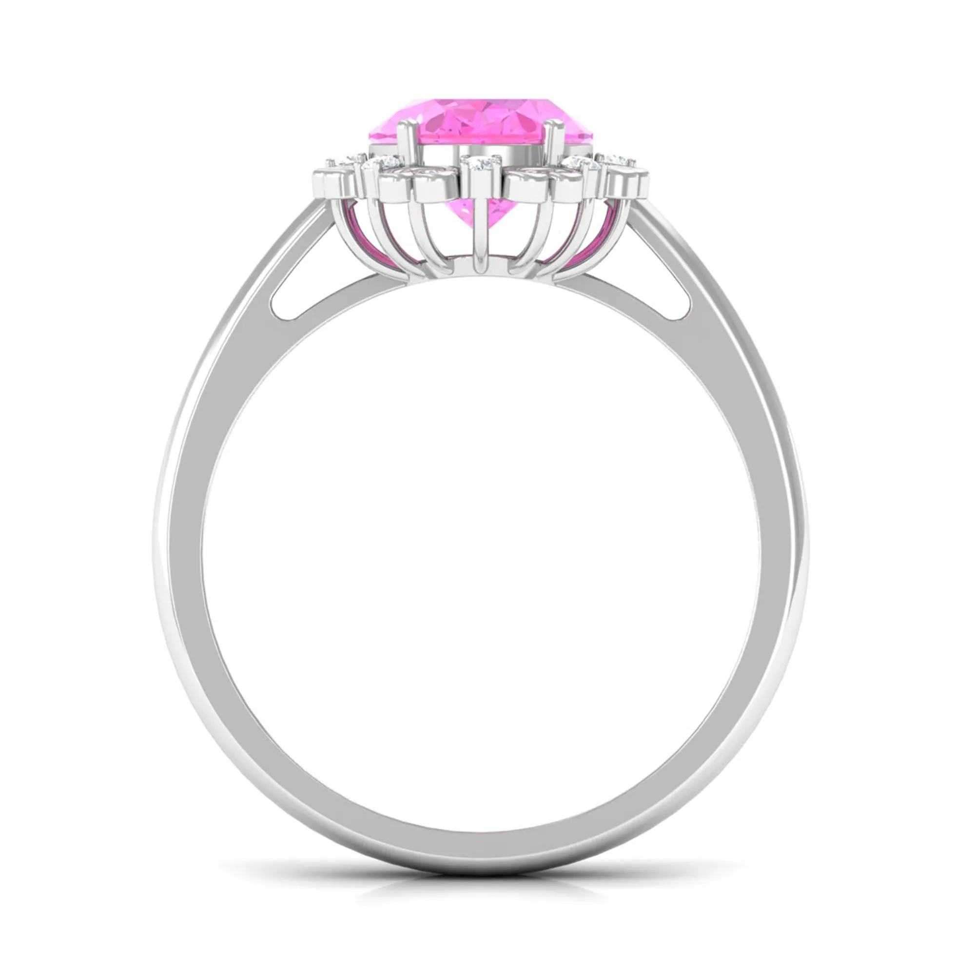 Vintage Style Lab Grown Pink Sapphire Oval Engagement Ring