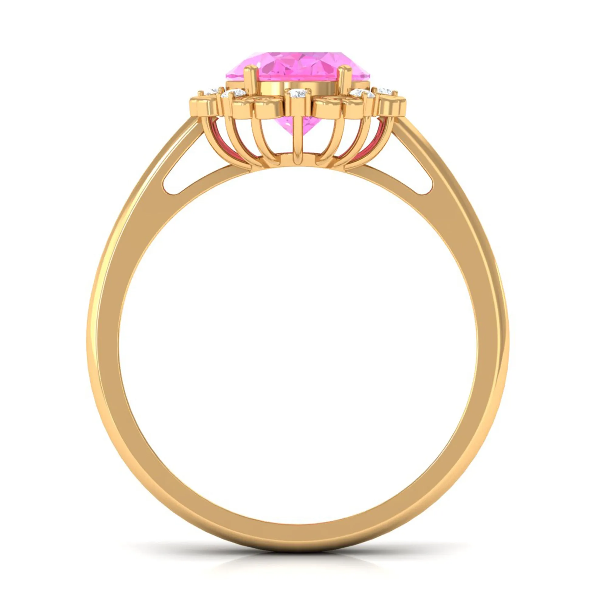 Vintage Style Lab Grown Pink Sapphire Oval Engagement Ring