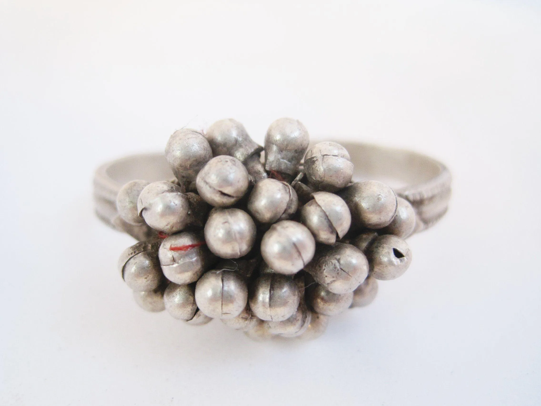 Vintage Two Finger Silver Tribal Nomadic Indian Ring from Rajasthan