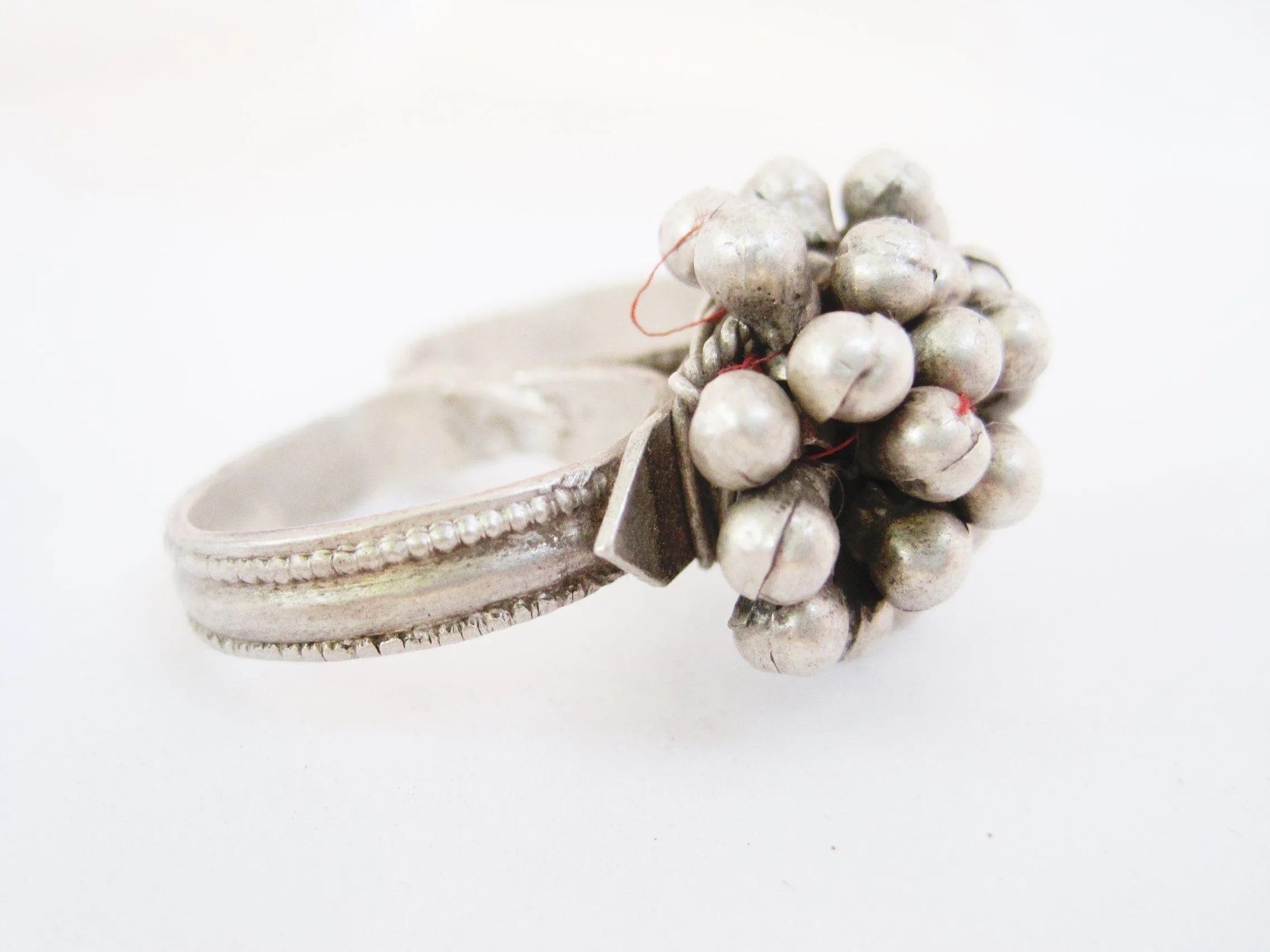 Vintage Two Finger Silver Tribal Nomadic Indian Ring from Rajasthan
