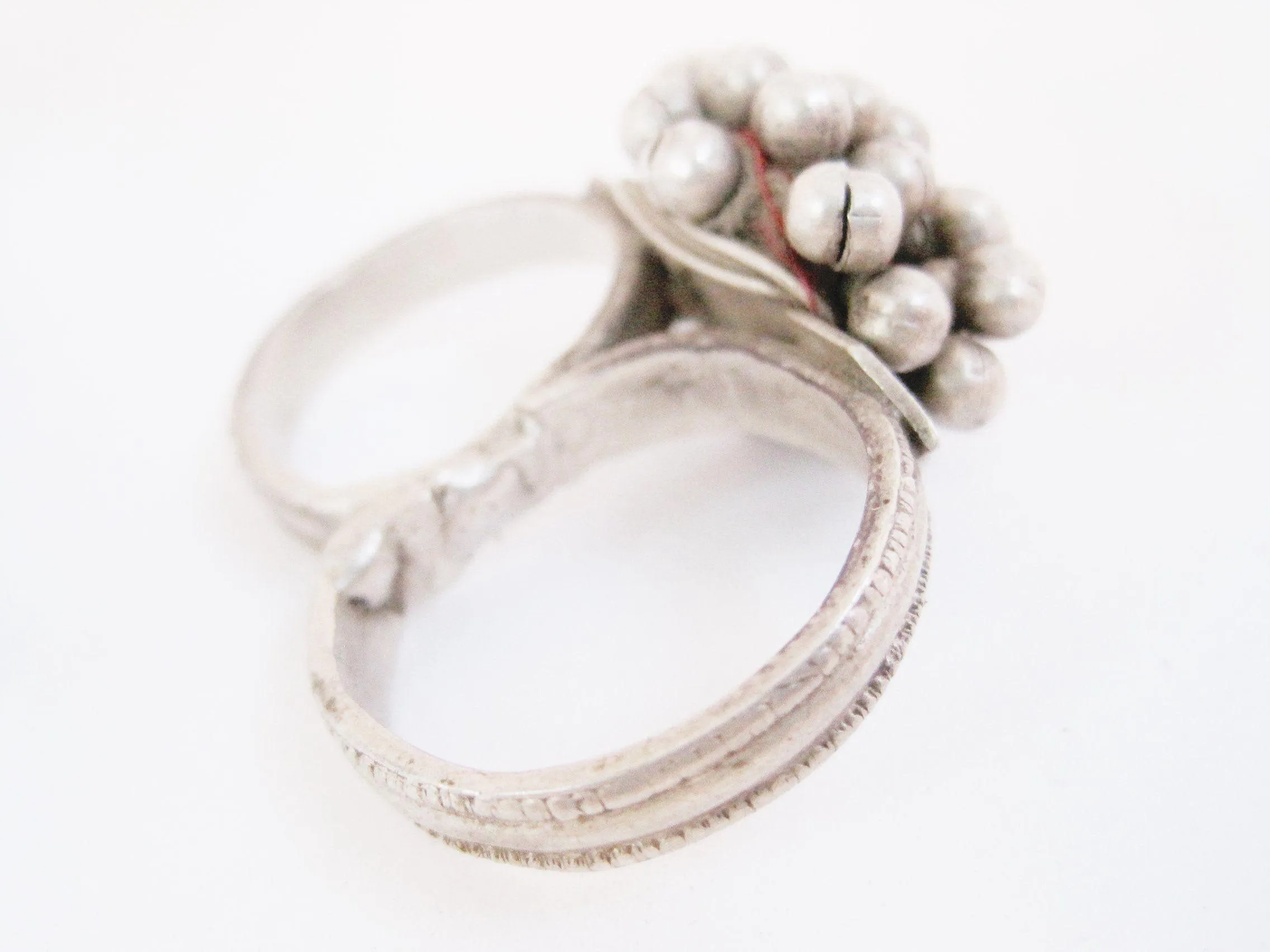 Vintage Two Finger Silver Tribal Nomadic Indian Ring from Rajasthan