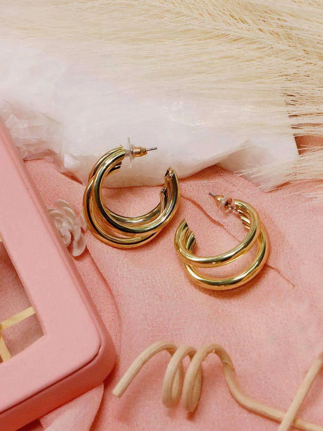 Vithya Visvendra In Triple Hoop Earrings Gold