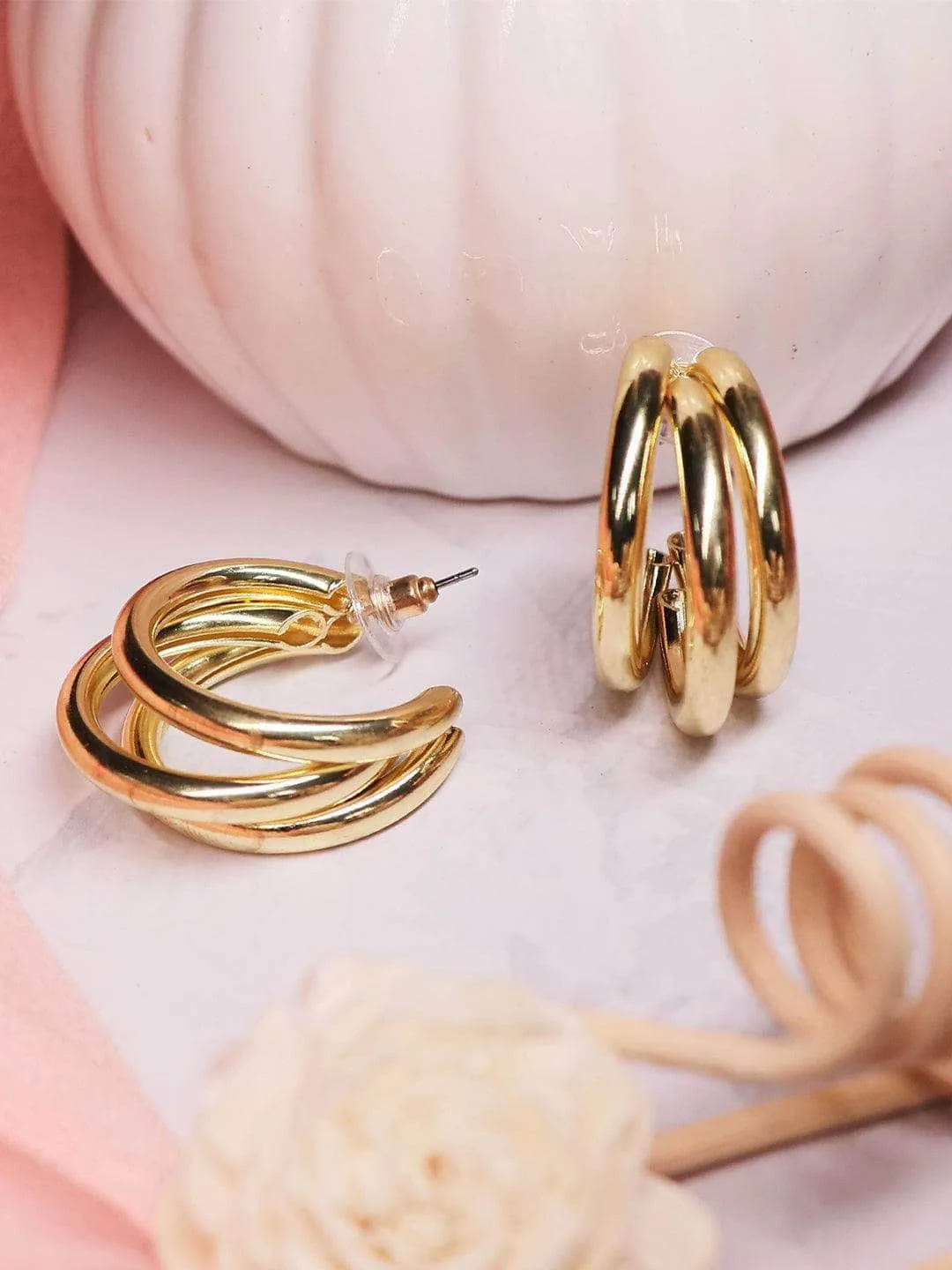 Vithya Visvendra In Triple Hoop Earrings Gold