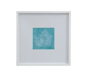 White Coral On Blue - I Framed Print - Blue / White