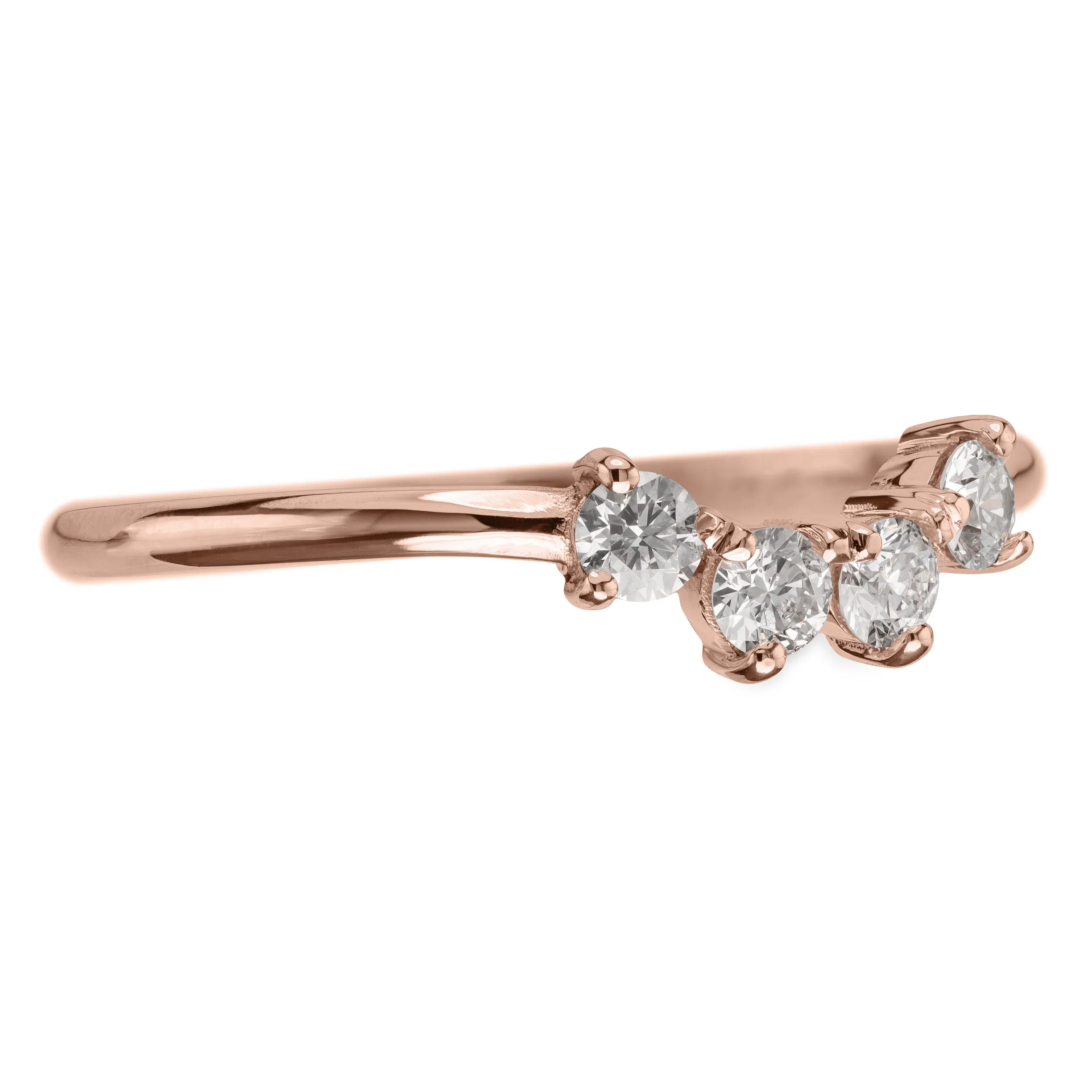 White Diamond Ursa Contour Wedding Ring, 14k Rose Gold