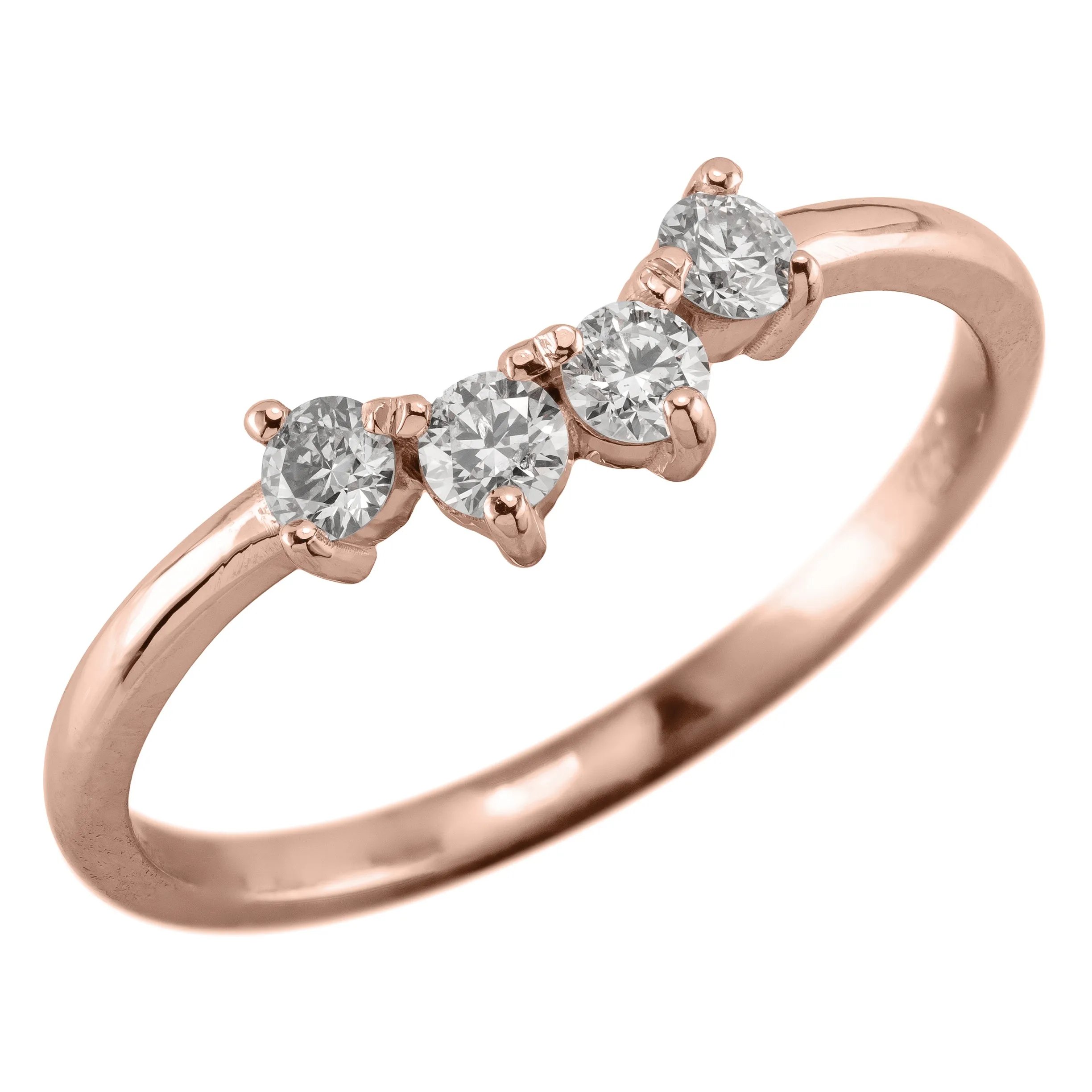 White Diamond Ursa Contour Wedding Ring, 14k Rose Gold