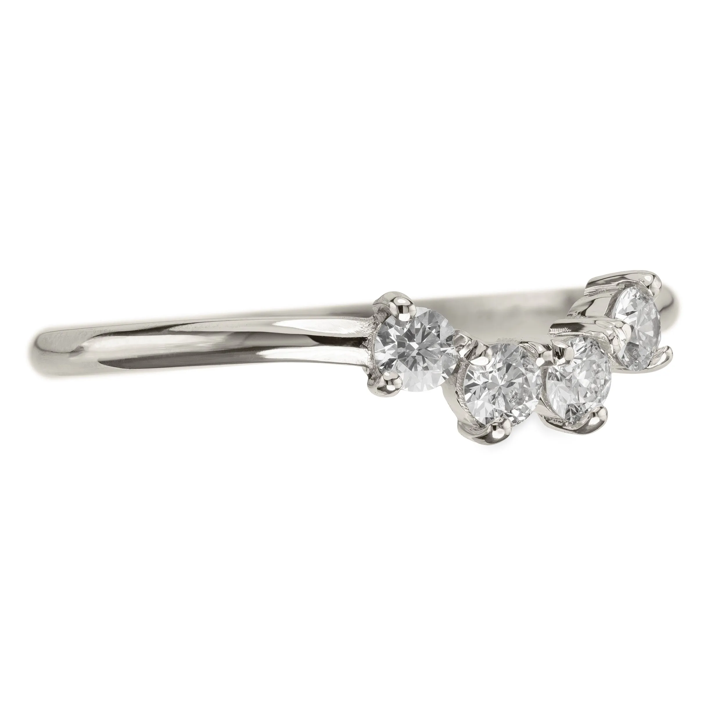 White Diamond Ursa Contour Wedding Ring, 14k White Gold